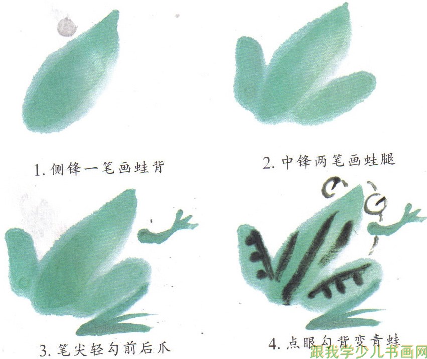 教儿童画中国画青蛙画法