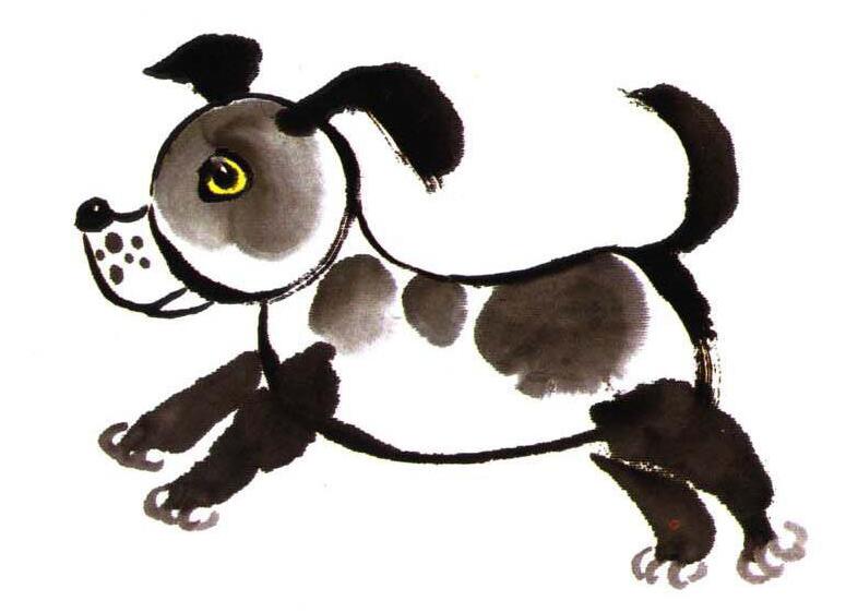 少儿国画:小狗画法--跟我学少儿书画网