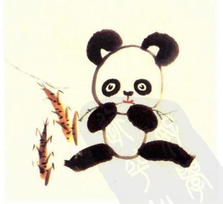 儿童水墨画:大熊猫--跟我学少儿书画网