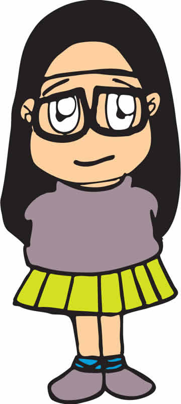 日本卡通人物图,日本戴眼镜女教师矢量图素材——儿童