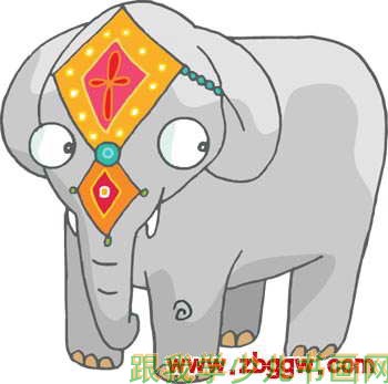 儿童色彩素材动物卡通图片大象[图]——跟我学少儿网
