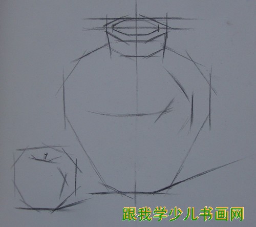 静物素描写生陶罐与苹果画法步骤组图--跟我学