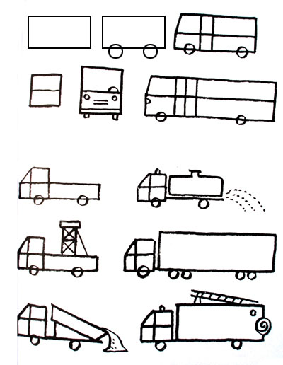 各种车辆、火车、船简笔画方法步骤图--跟我学